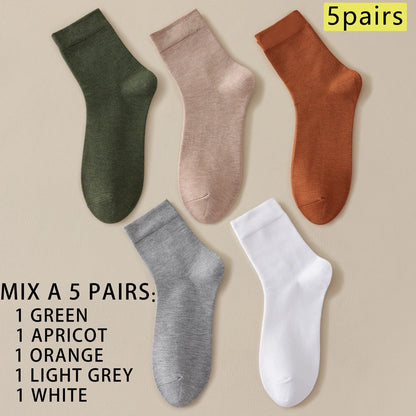 5 Pairs Bamboo Crew Socks Men Anti Odor Lightweight Non Slip