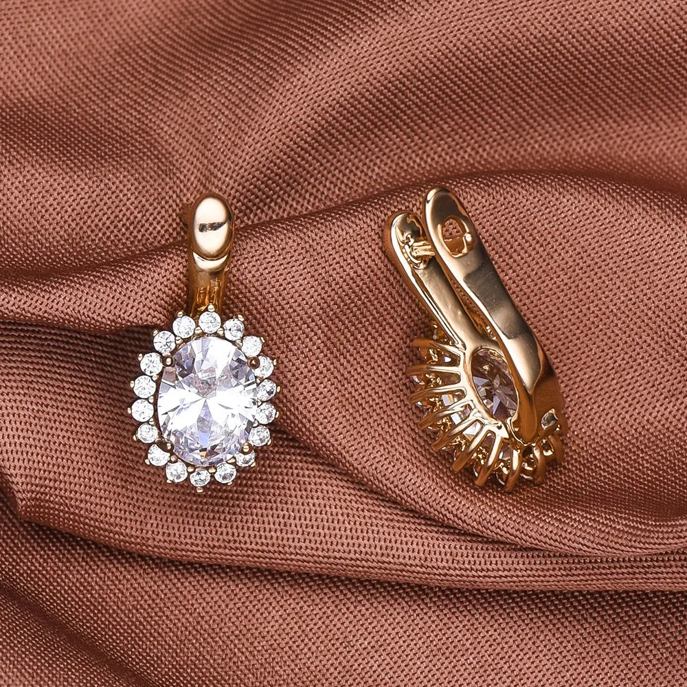 Dckazz Rose Gold Crystal Pendant Intertwined Drop Earrings for Women Christmas Gift