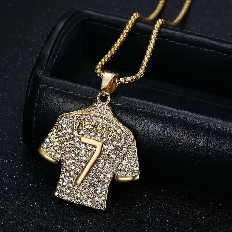 HNSP Stainless Steel Mbappe Jersey Pendant Necklace for Men Soccer Gift