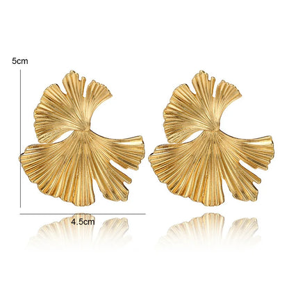 Elegant Silver Ginkgo Leaf Stud Earrings for Women Fashion Jewelry Gift