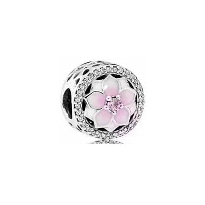 Pink Hot Air Balloon Daisy Murano Glass Charm for European Silver Bracelet SS2179