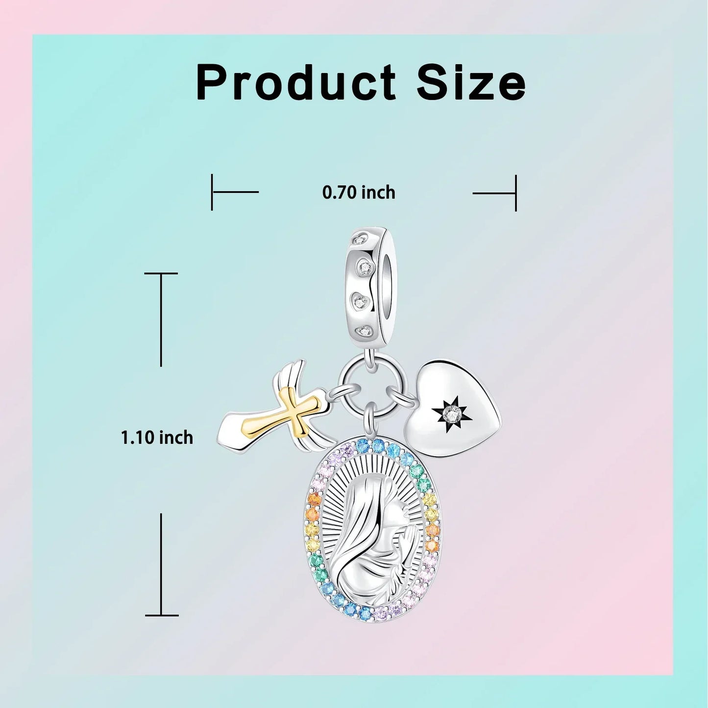 925 Sterling Silver Virgin Mary Angel Cross Pendant Necklace Charm for DIY Jewelry Gifts
