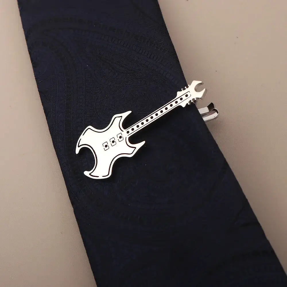Creative Treble Clef Guitar Tie Clip for Men Titanium Steel Music Accessory Style 16