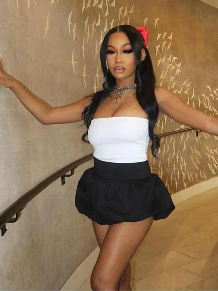 Y2K Ball Gown Mini Skirt For Women With Midnight Waistband