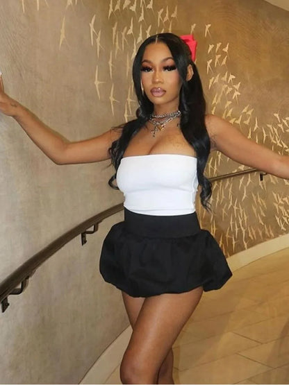 Y2K Ball Gown Mini Skirt For Women With Midnight Waistband