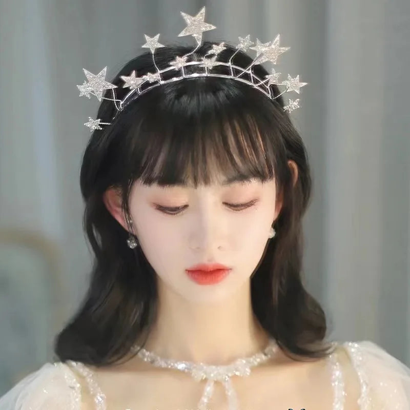 Wedding Crown Hair Jewelry - Double Layer Crystal Star Headpiece with Rhinestones Style 7