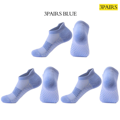 3 Pairs Womens Anti Slip Terry Cushion Running Socks