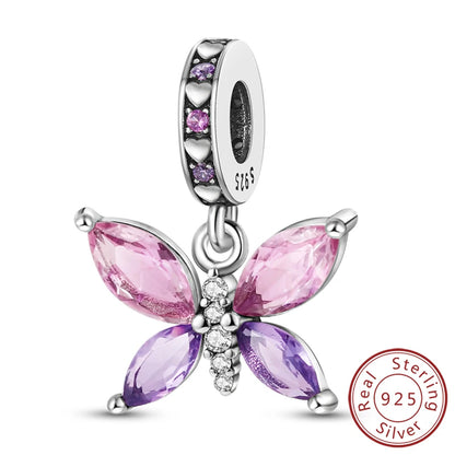 Glowing Firefly Butterfly Charm Bead 925 Sterling Silver Pendant for Bracelets KTC448