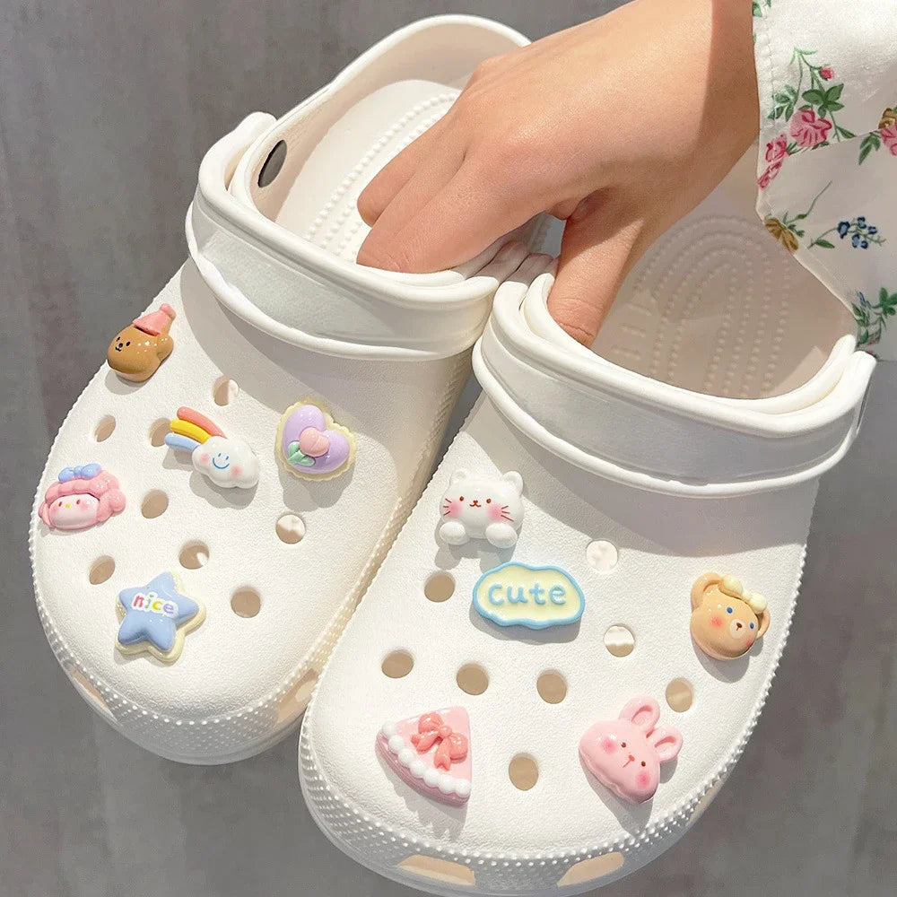 DIY 3D Cute Rainbow Bear Shoe Charms for Clogs Bag Slides and Sandals