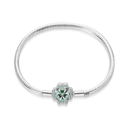 925 Sterling Silver Snake Chain Bracelet for Women with Butterfly Heart Clasp Luxury Zircon Bangle Gift Jewelry