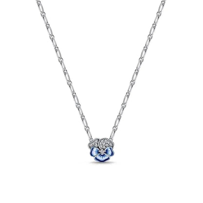 925 Silver Heart-Shaped Necklace with Purple Blue Green Zircon for Exquisite Jewelry Gifts for Women