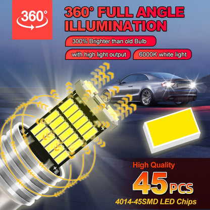 1156 BA15S LED Bulbs 4 Pack 15W 12V 6500K White Bright Tail Brake Parking Turn Signal Lights