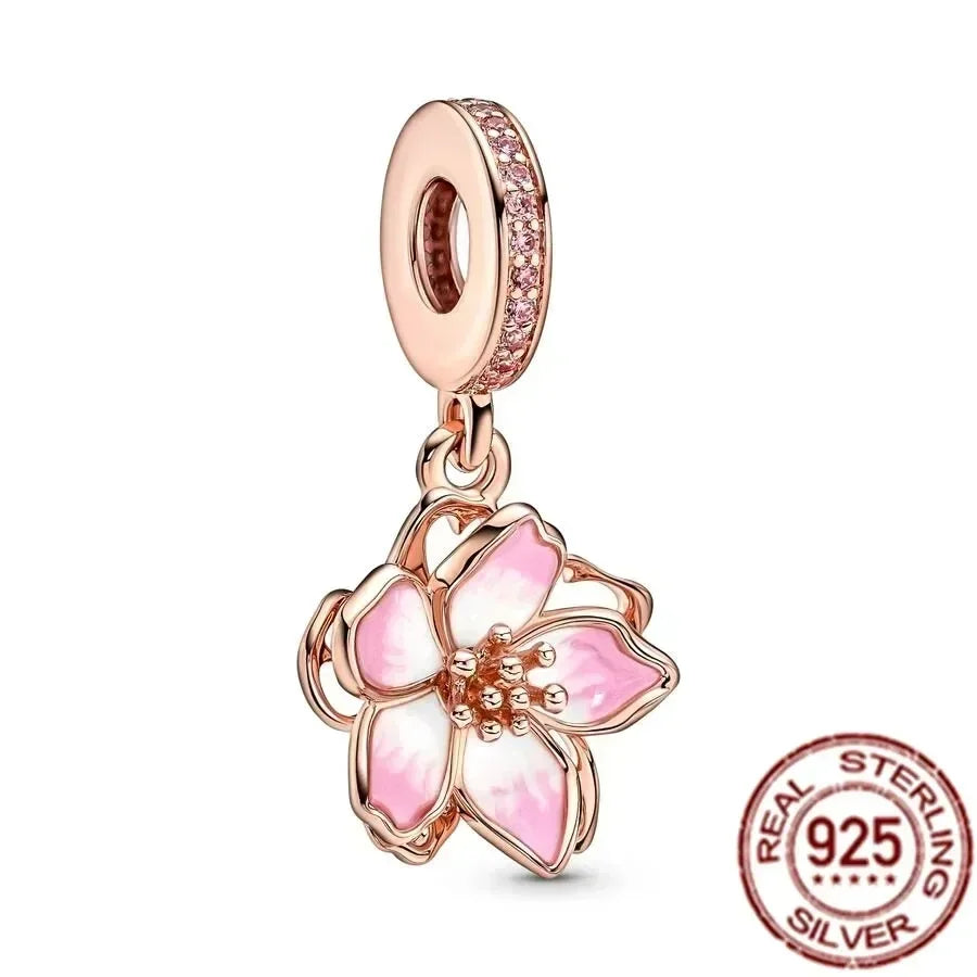925 Silver Rose Gold Family Tree Heart Beads Charm for Women DIY Necklace Bracelet Jewelry Gift