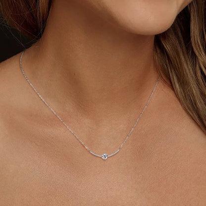 Lnngy Minimalist 925 Sterling Silver Moissanite Choker Necklace for Women