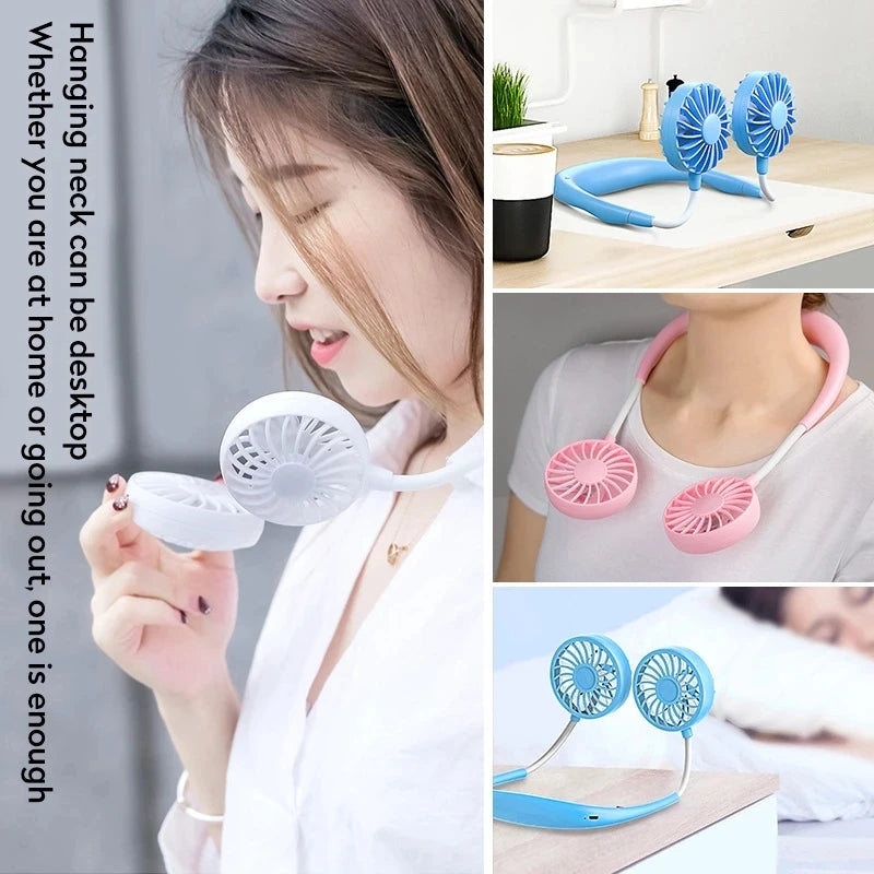 USB Portable Fan Cold Fan Hands Free Neck Fan 3-Speed Adjustable Mini Sports Fan Home Office