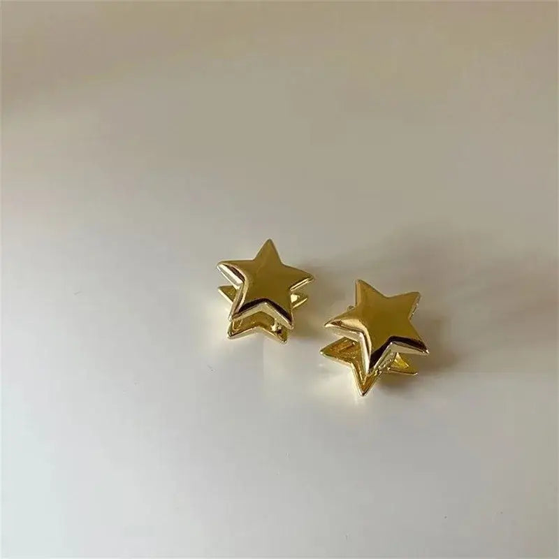 Gold Star Metal Pentagram Earrings for Women gold color