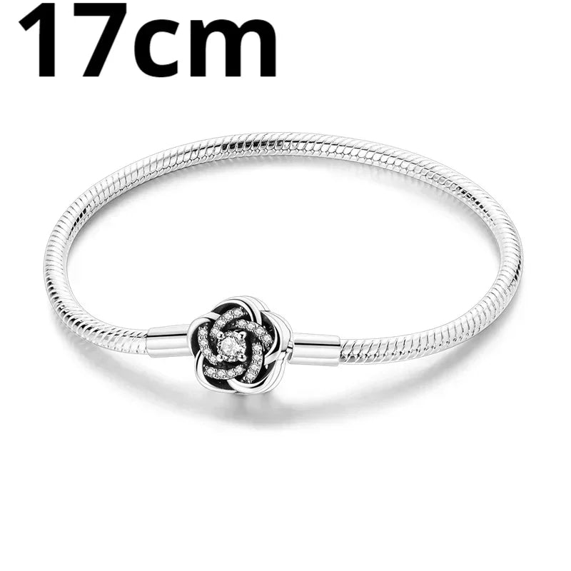 925 Sterling Silver Adjustable Gold Cross Virgin Mary Blue Eye Zircon Charm Bracelet for Women Birthday Gift