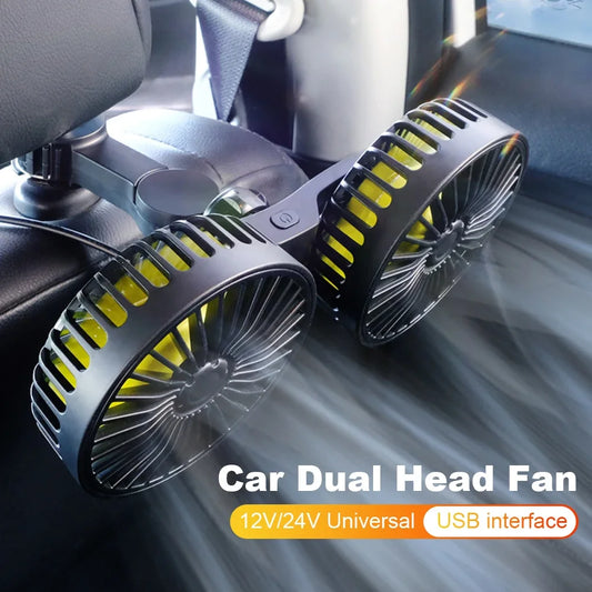 Car Seat Back Fan USB Automotive Fan 360 Degree Cooler