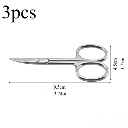 Stainless Steel Curved Tip Thin Blade Cuticle Scissors Nail Clippers Trimmer F3-3pcs