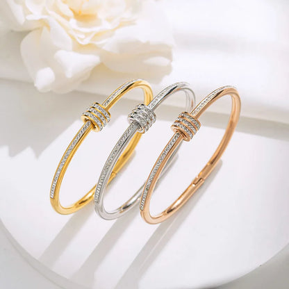 Rotating Lucky Diamond Bangle Women's Fashion Stainless Steel Bracelet