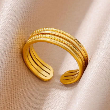 Gold Color 316L Stainless Steel Women's Rings - Fade-Resistant Luxury Wedding Jewelry with Free Shipping