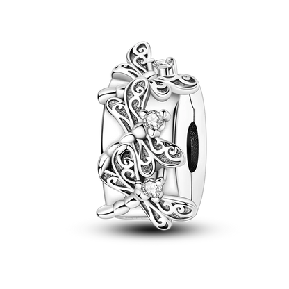 Silver Star Moon Heart Charm Bracelet with CZ Beads and Angel Wing Pendant for Women KTC1256