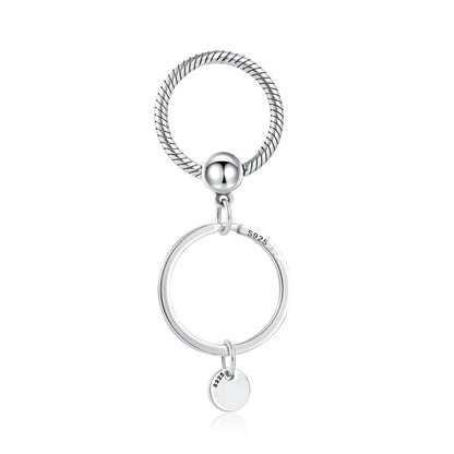 Authentic 925 Sterling Silver Key Ring Charm Holder Set for Women B775