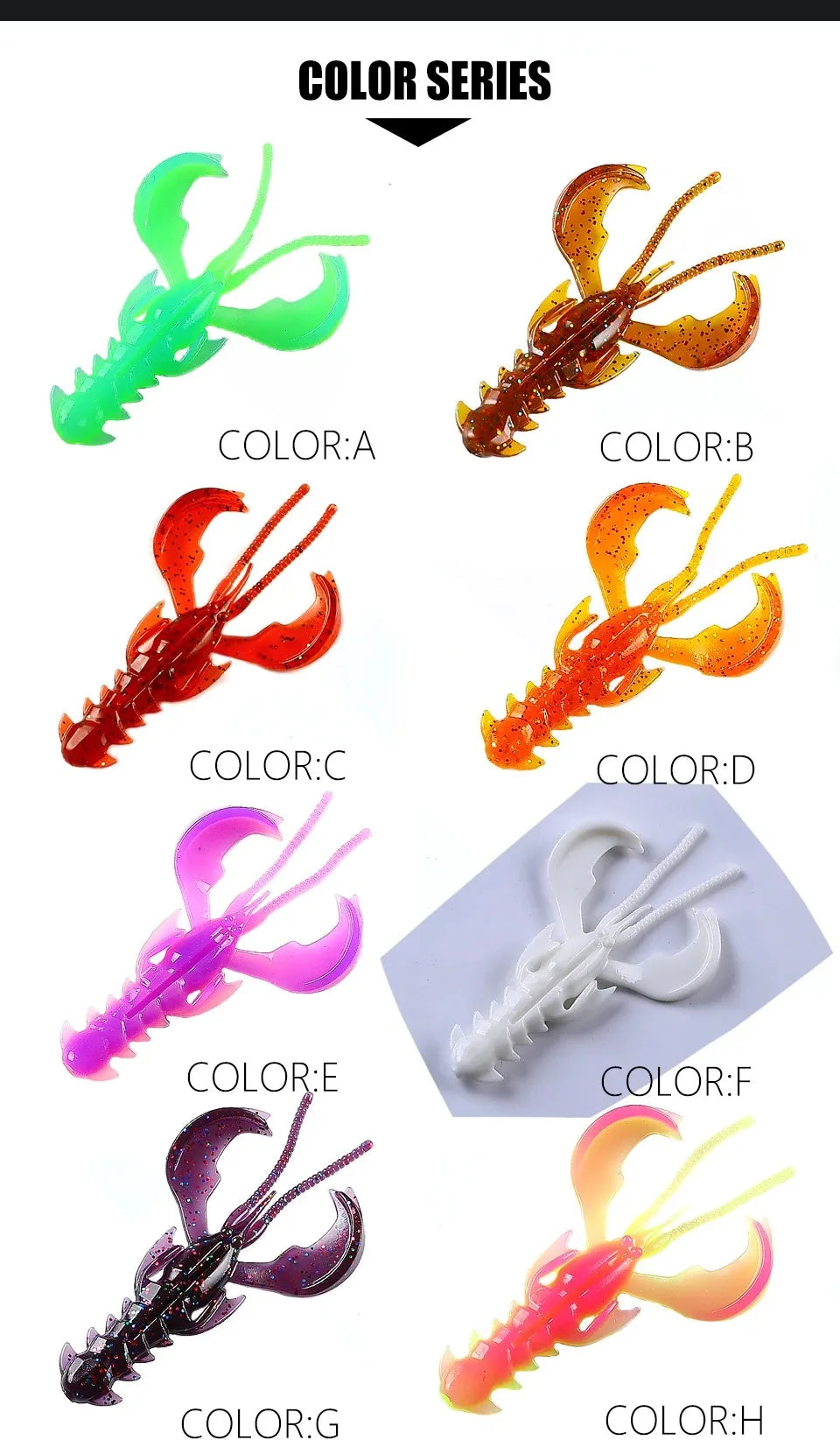 65mm 10pcs Lobster Soft Lure Bionic Shrimp Fishing Bait D