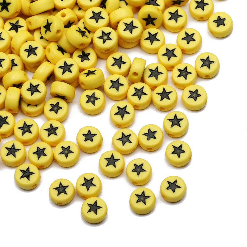 Chic Black Acrylic Beads with Gold Heart Design for Jewelry Crafting