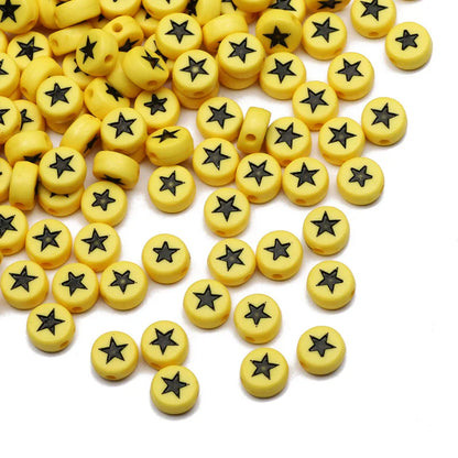 Chic Black Acrylic Beads with Gold Heart Design for Jewelry Crafting