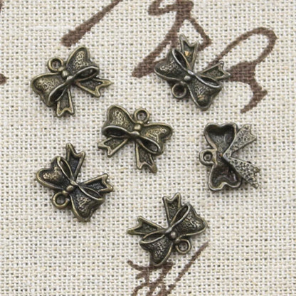 Antique Bronze Silver Bowknot Charms for DIY Jewelry Necklace Making