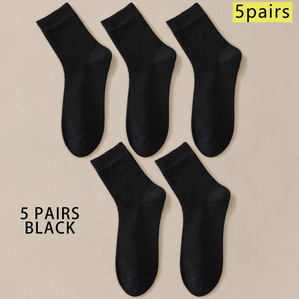 5 Pairs Bamboo Crew Socks Men Anti Odor Lightweight Non Slip