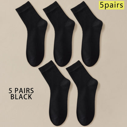 5 Pairs Bamboo Crew Socks Men Anti Odor Lightweight Non Slip