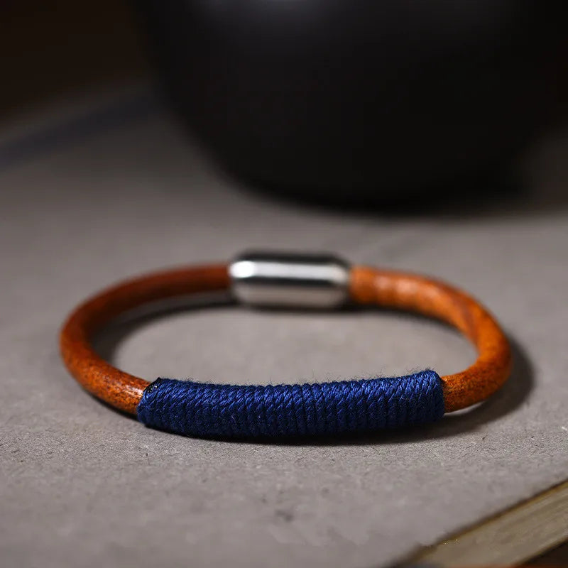 Tibetan Style Handwoven Leather Rope Bracelet for Couples
