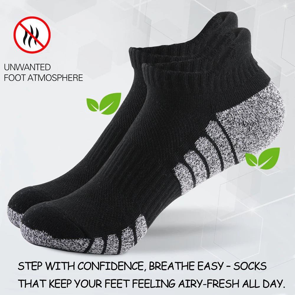 6 Pairs Mens Running Socks Terry Cushion Non Slip 35 To 47