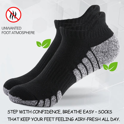 6 Pairs Mens Running Socks Terry Cushion Non Slip 35 To 47