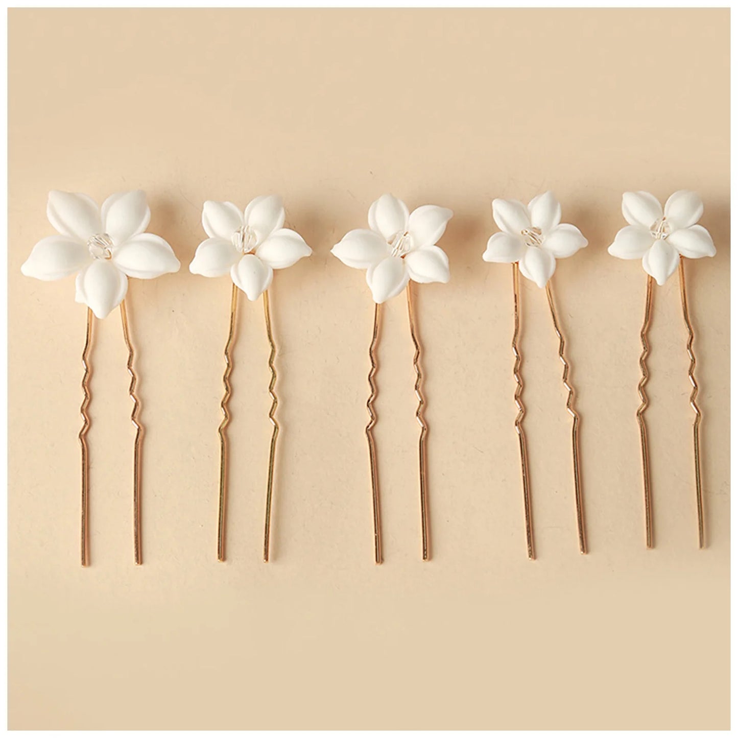 Elegant Bride U-Shaped Hair Sticks - Top-Rated Porcelain Flower Hairpins for Stunning Wedding Looks GE-4