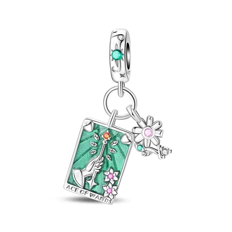925 Sterling Silver Green Heart Clover Dinosaur Hot Air Balloon Charms for DIY Bracelets Fine Zircon Jewelry