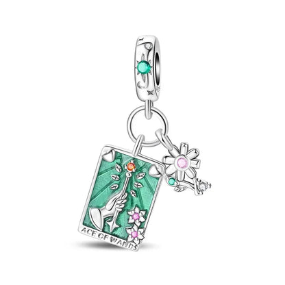 925 Sterling Silver Green Heart Clover Dinosaur Hot Air Balloon Charms for DIY Bracelets Fine Zircon Jewelry