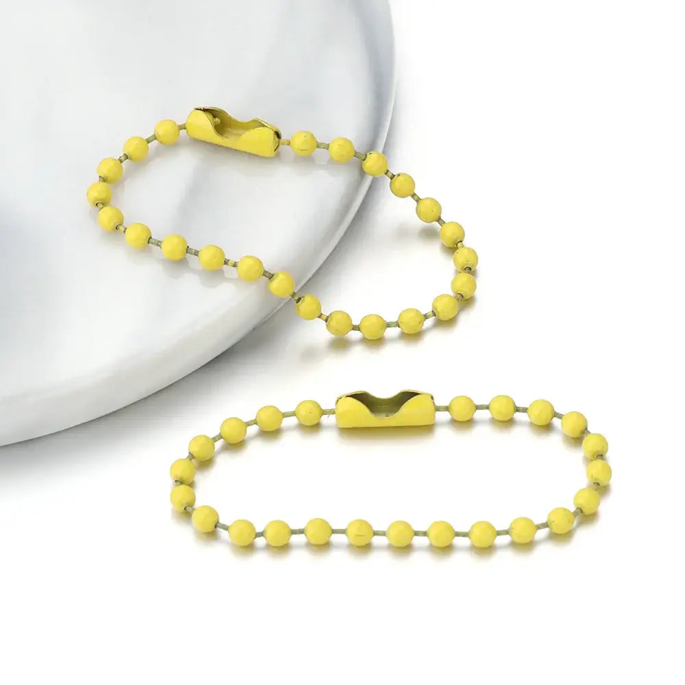 100Pcs Lot 10Cm Iron Colorful Ball Bead Chain for DIY Jewelry Making yellow