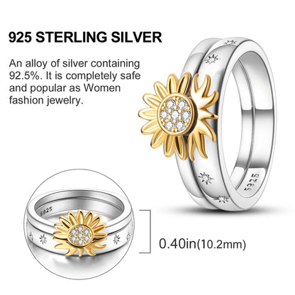 New 925 Sterling Silver Women Heart Shaped zircon Starmoon Ring Fine Engagement Wedding Jewelry Gifts SER104