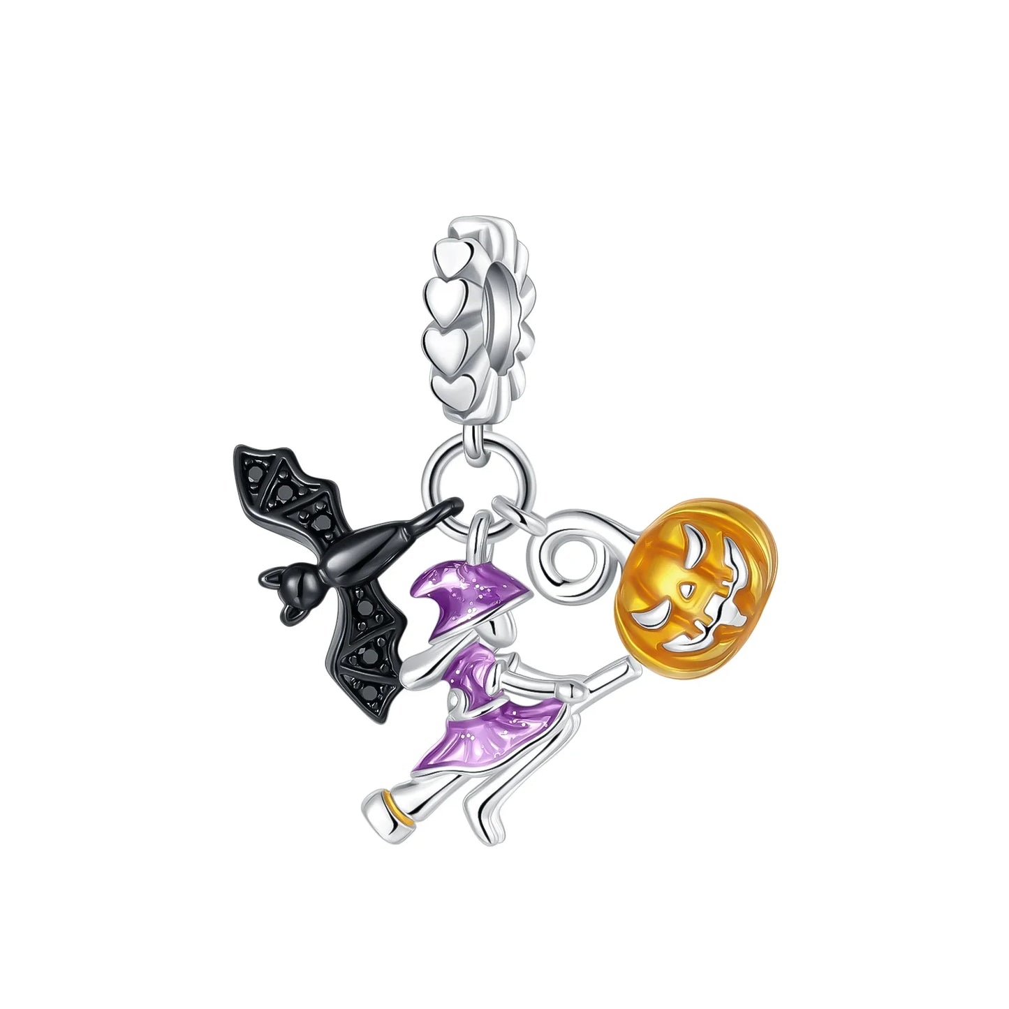 925 Sterling Silver Halloween Charms Pumpkin Ghost Witch Hat Pendant Beads for DIY Bracelet Necklace