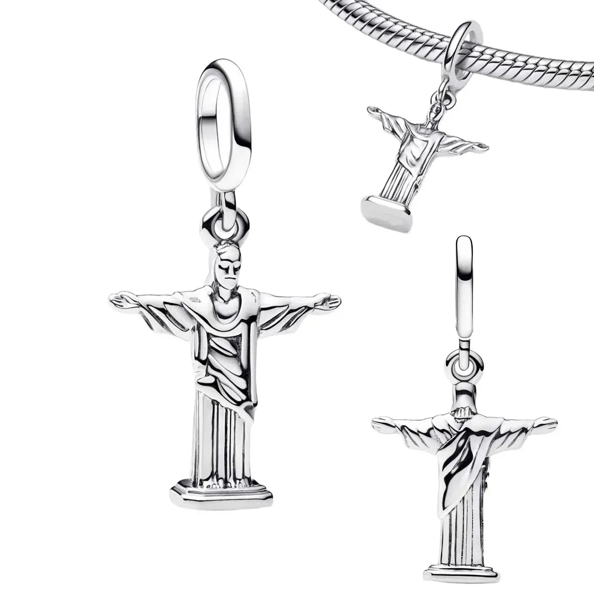 925 Sterling Silver Virgin Mary Angel Cross Pendant Necklace Charm for DIY Jewelry Gifts