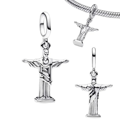 925 Sterling Silver Virgin Mary Angel Cross Pendant Necklace Charm for DIY Jewelry Gifts
