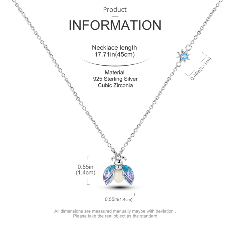 925 Sterling Silver Firefly Heart Zircon Pendant Necklace for Women Anniversary Birthday Gifts KTN038