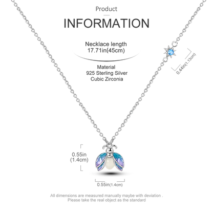 925 Sterling Silver Firefly Heart Zircon Pendant Necklace for Women Anniversary Birthday Gifts KTN038