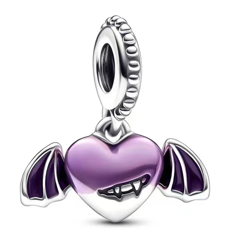 Sterling Silver 925 Angel Wing Heart Bird Charms for Bracelets and Necklaces Women's Fine DIY Jewelry Gifts