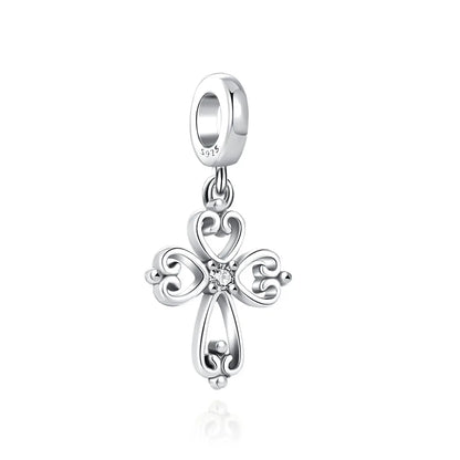 925 Sterling Silver Nurse Cross DIY Charms Beads Zircon
