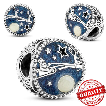 Festive Charm 925 Sterling Silver Christmas Bell Trojan Candy Zircon Bead for Bracelet and Necklace DIY Fine Jewelry Gift