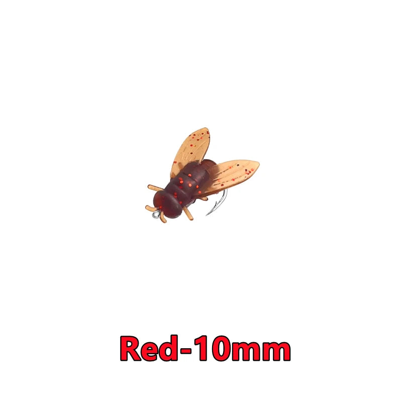 New 50-10PCS Mini Bionic Fly Fishing Bait For Salmon Trout Black-20mm 10PCS
